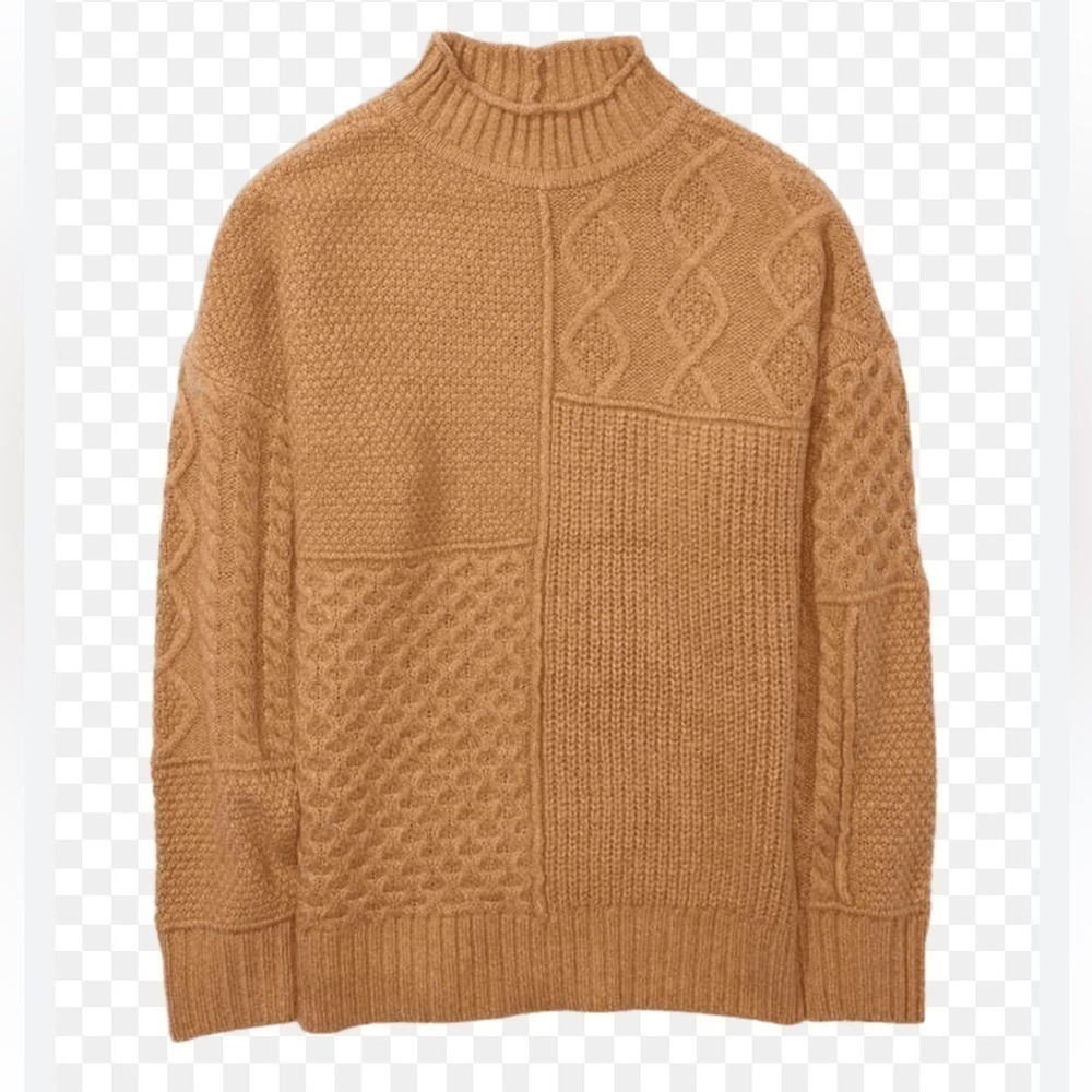 American eagle outfitters tan textured knit mockneck sweater